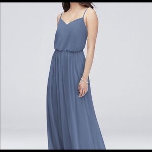 Spaghetti Strap Mesh Blouson Bridesmaid Dress